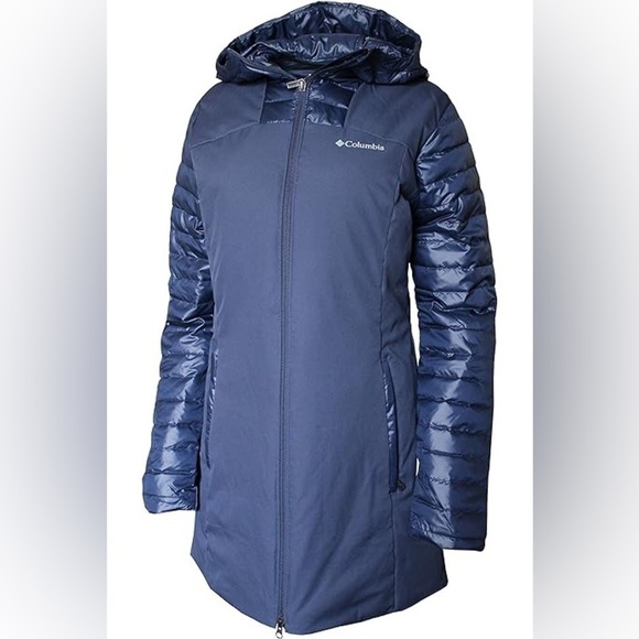 Columbia Jackets & Blazers - Columbia Blue Hooded Fenn Ridge Puffer Mid Jacket in Nocturnal Size XS